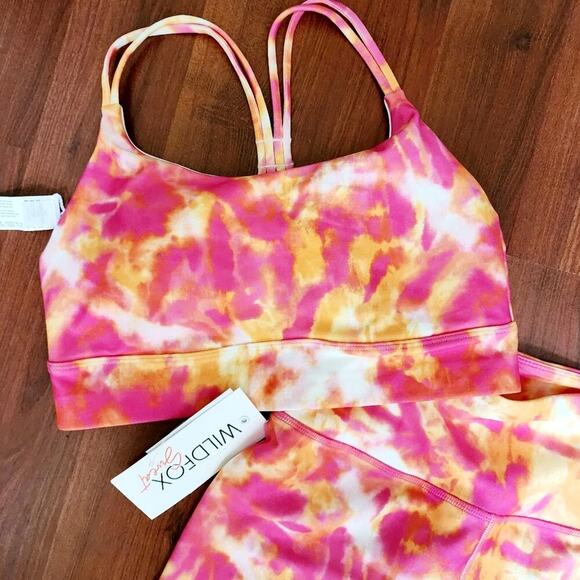 WILDFOX NWT TIE DYE ATHLETIC PINK/ORANGE SET SIZE MED - Picture 5 of 8